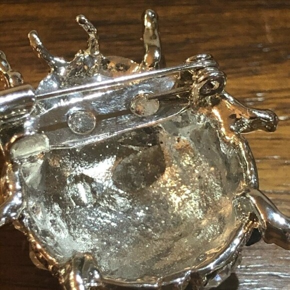 Beetle Ladybug Crystal Silver Black Insect Brooch Pin - Picture 3 of 7